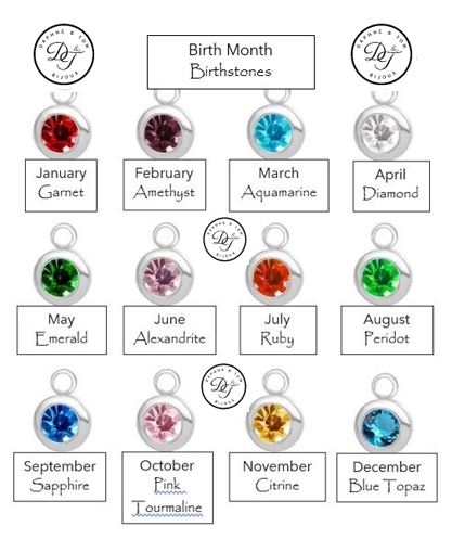 Birthstone & Initial Letter Safety Pin Brooch