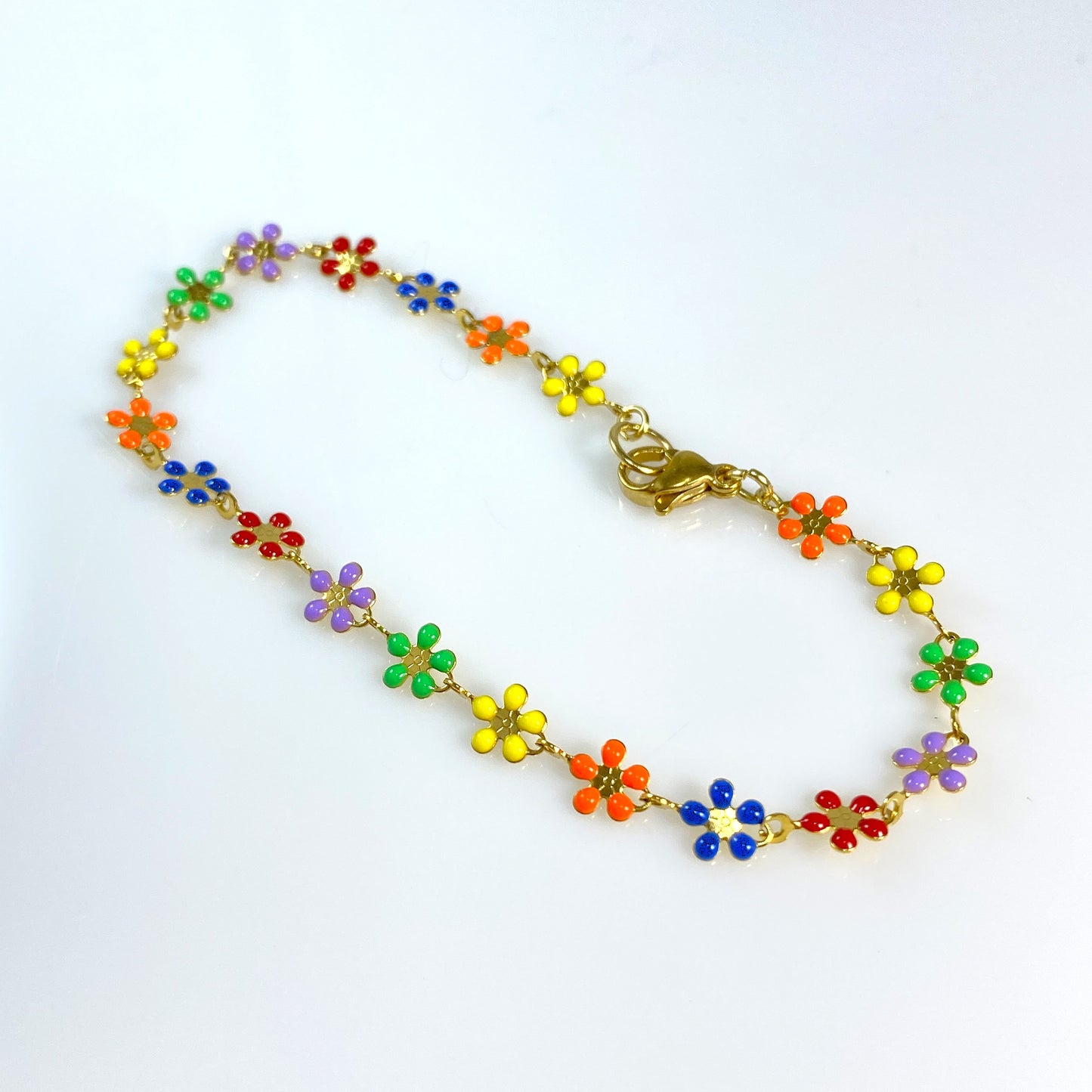 Enamel Flower Chain Bracelet