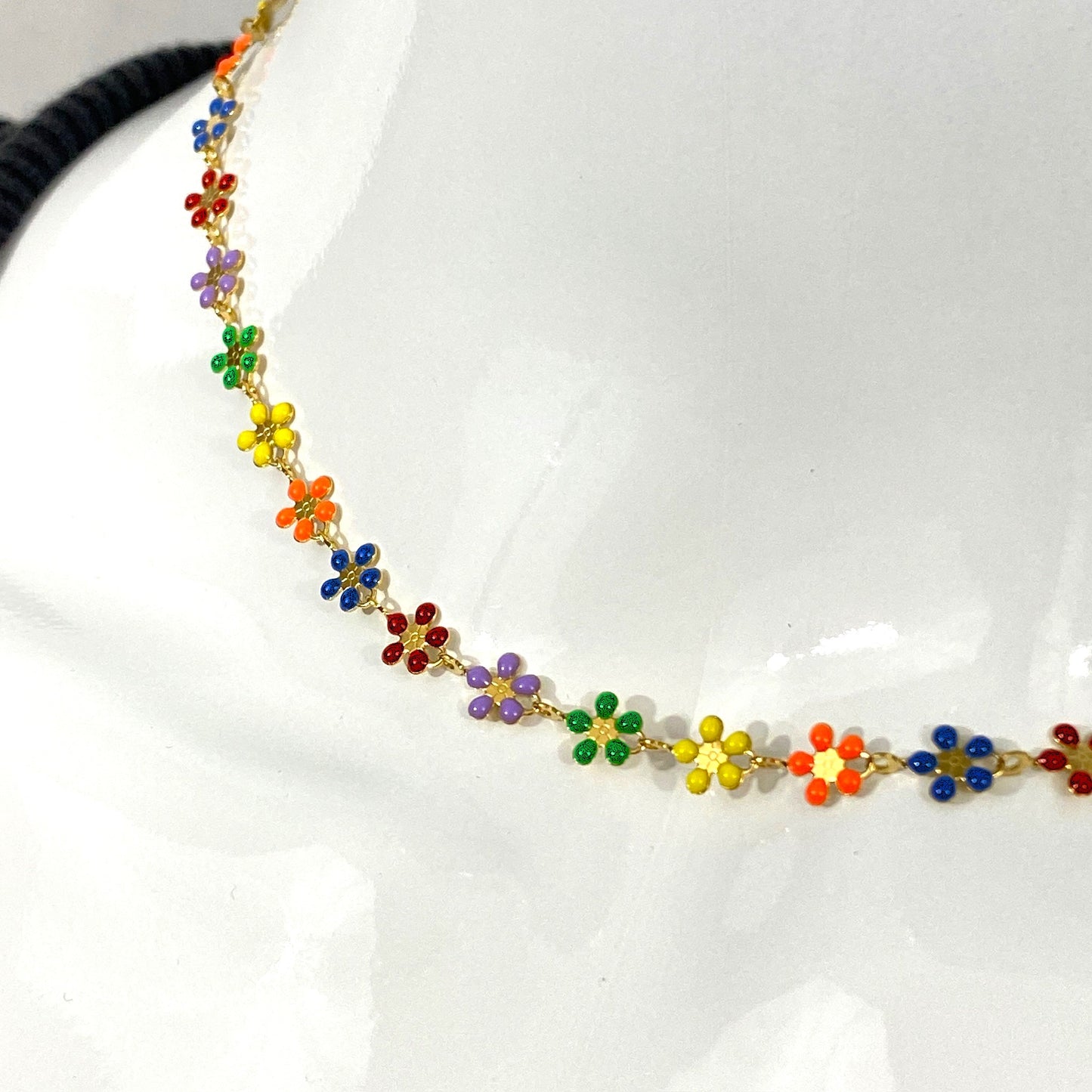 Enamel Flower Chain Necklace