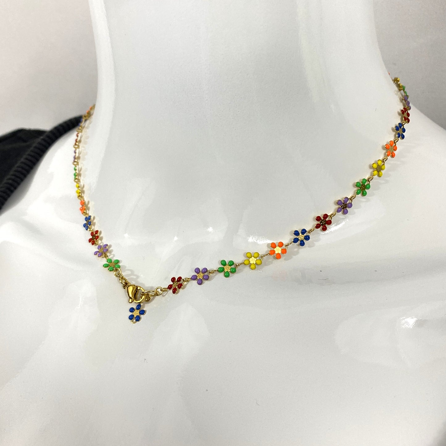 Enamel Flower Chain Necklace