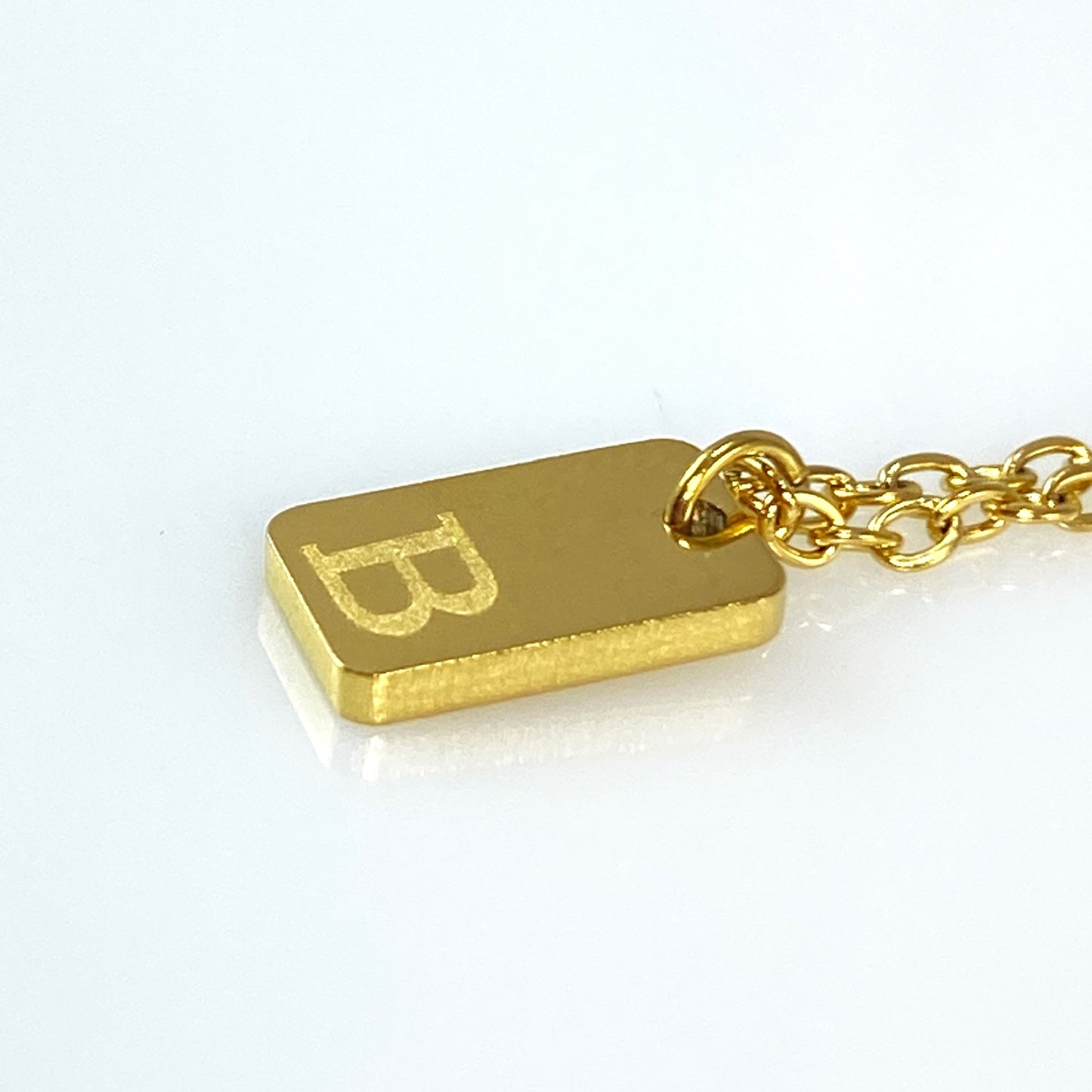 Tiny Rectangular Initial Cable Chain Necklace