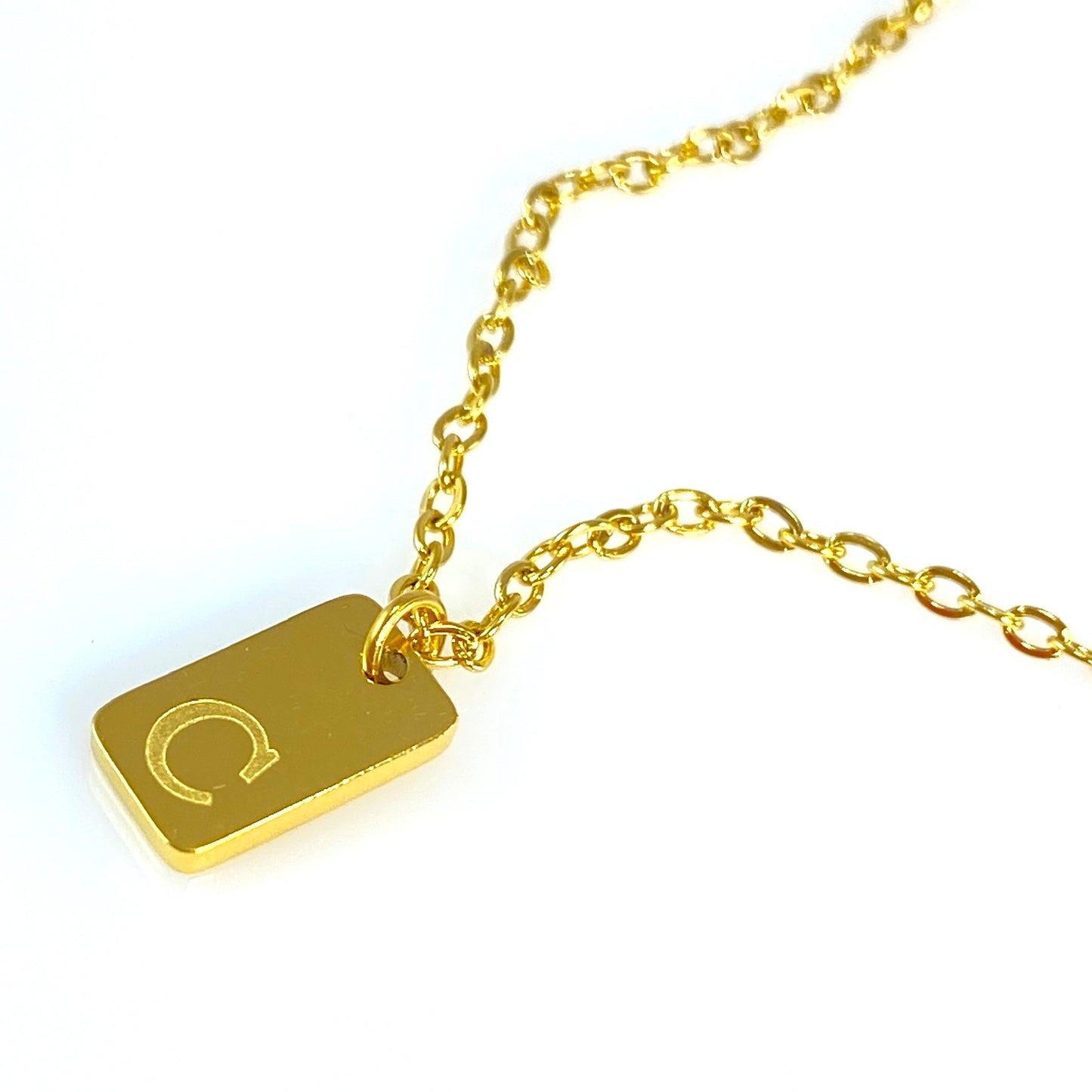 Tiny Rectangular Initial Cable Chain Necklace