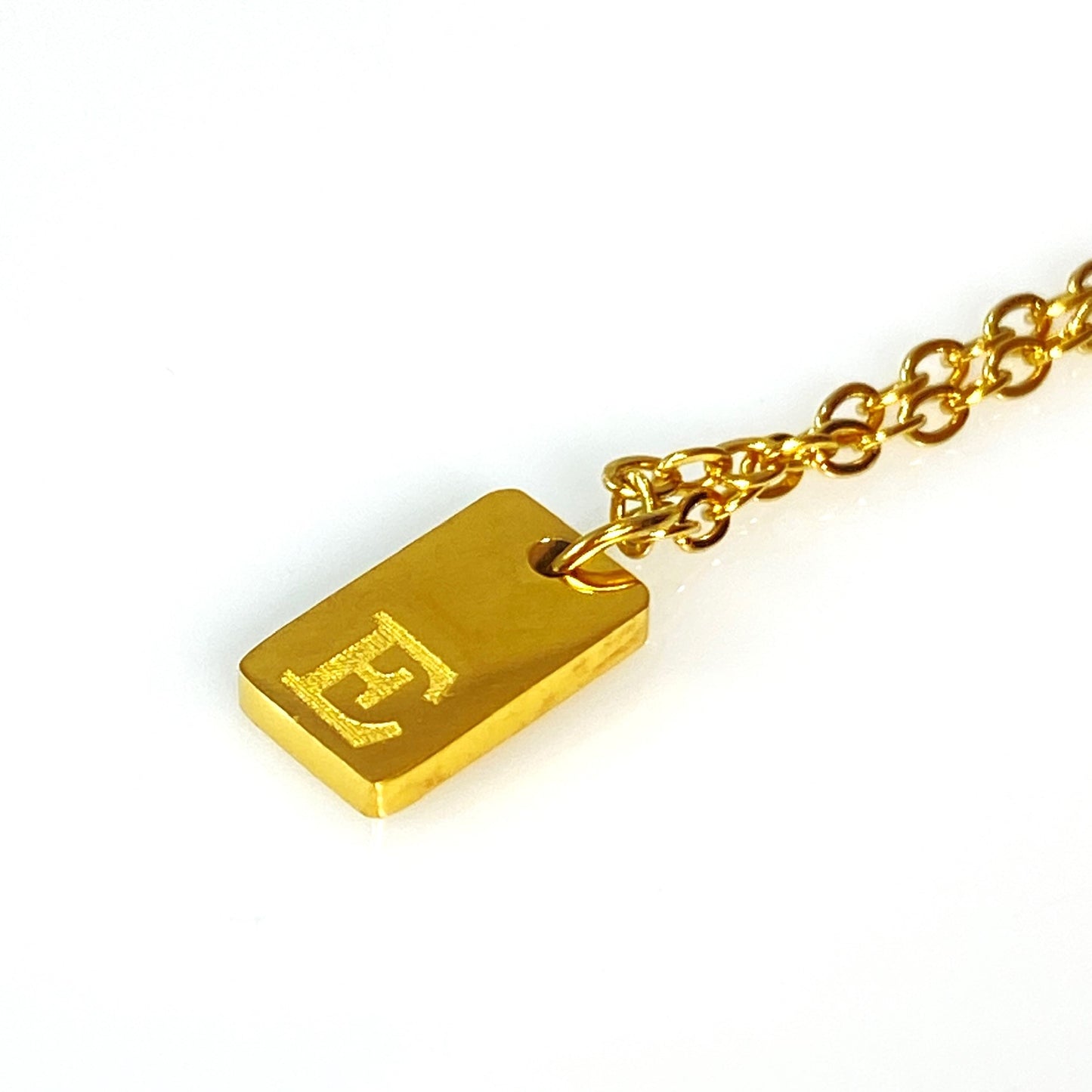 Tiny Rectangular Initial Cable Chain Necklace