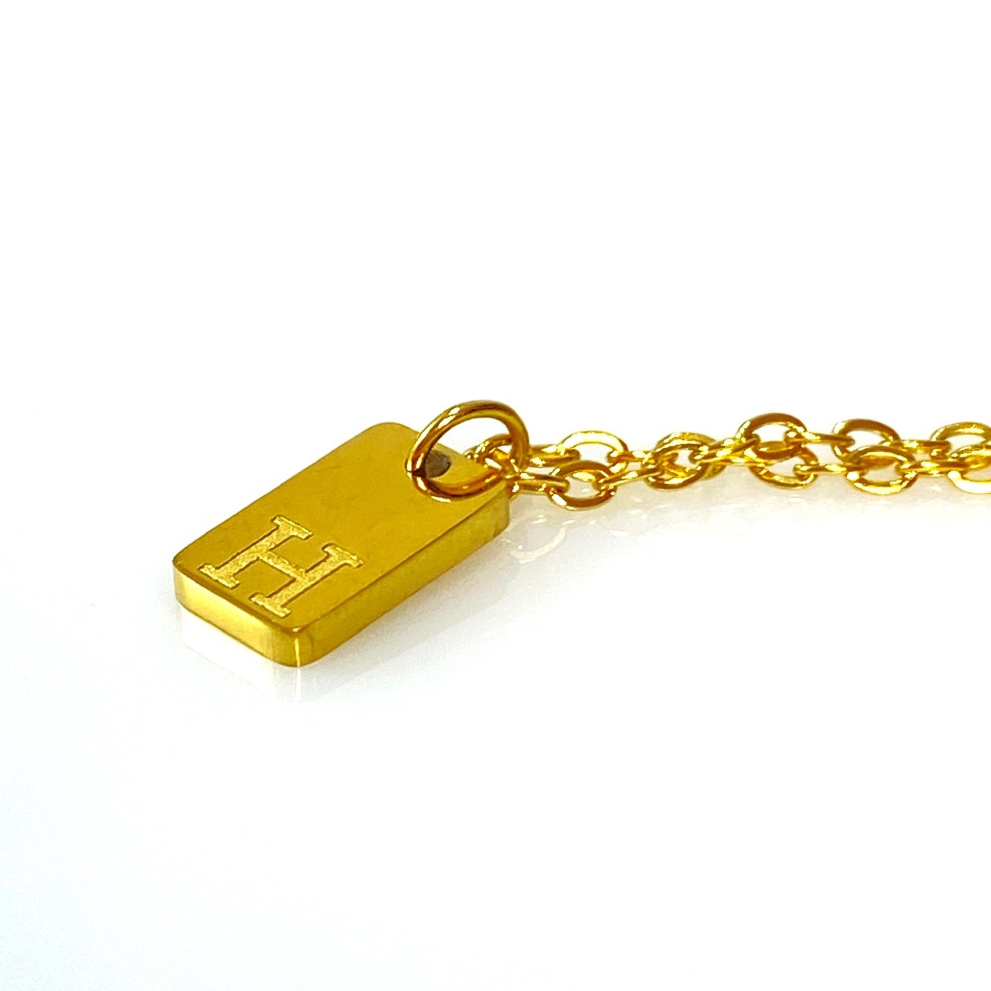 Tiny Rectangular Initial Cable Chain Necklace