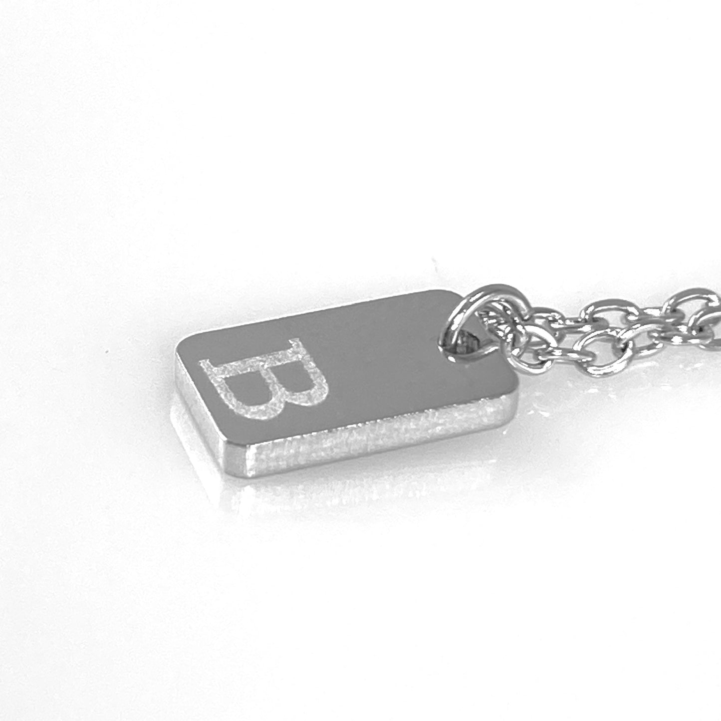 Tiny Rectangular Initial Cable Chain Necklace