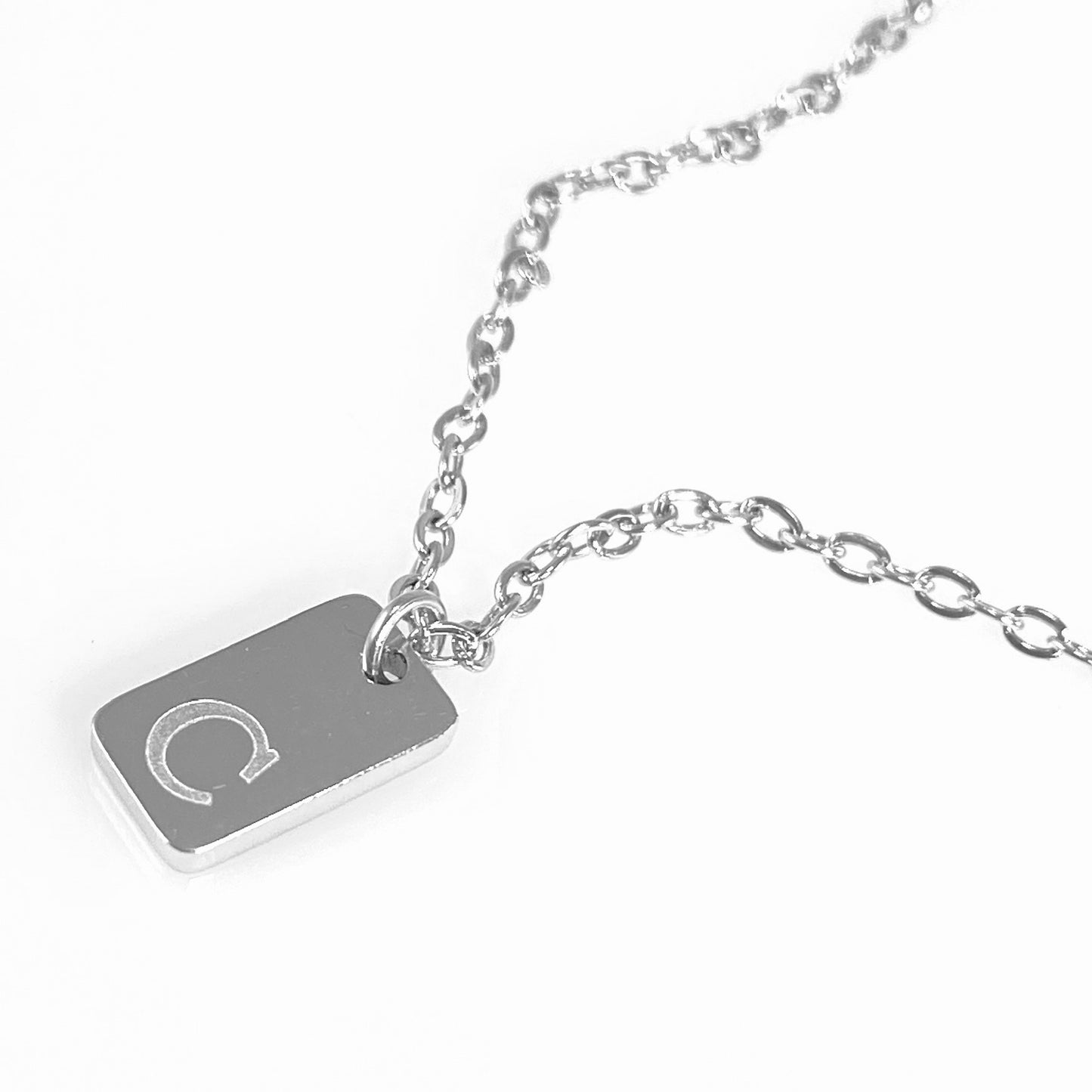 Tiny Rectangular Initial Cable Chain Necklace