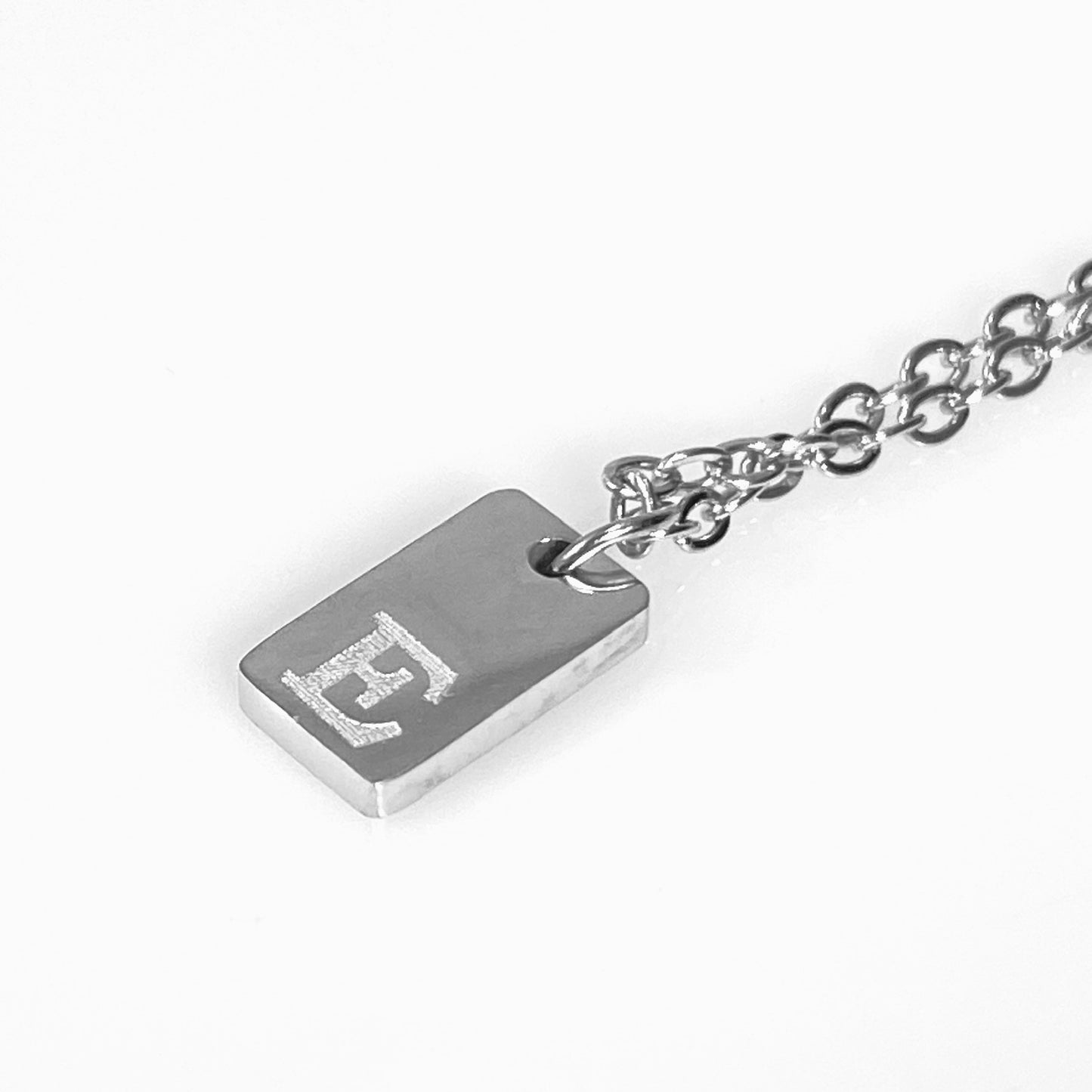 Tiny Rectangular Initial Cable Chain Necklace