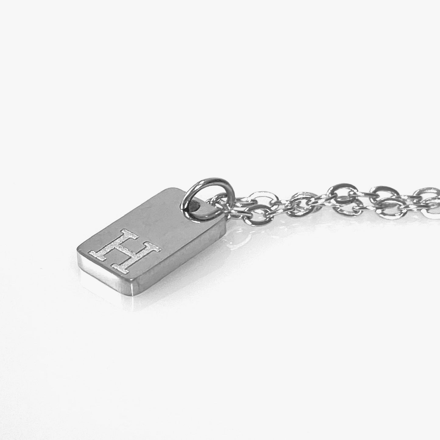 Tiny Rectangular Initial Cable Chain Necklace