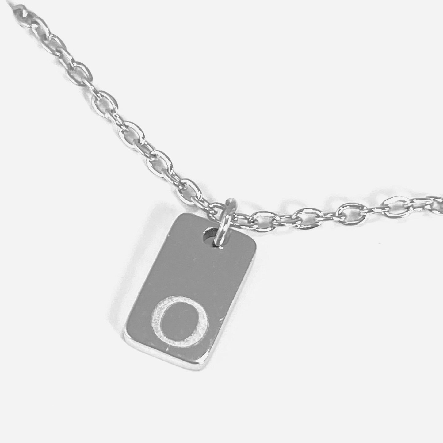 Tiny Rectangular Initial Cable Chain Necklace