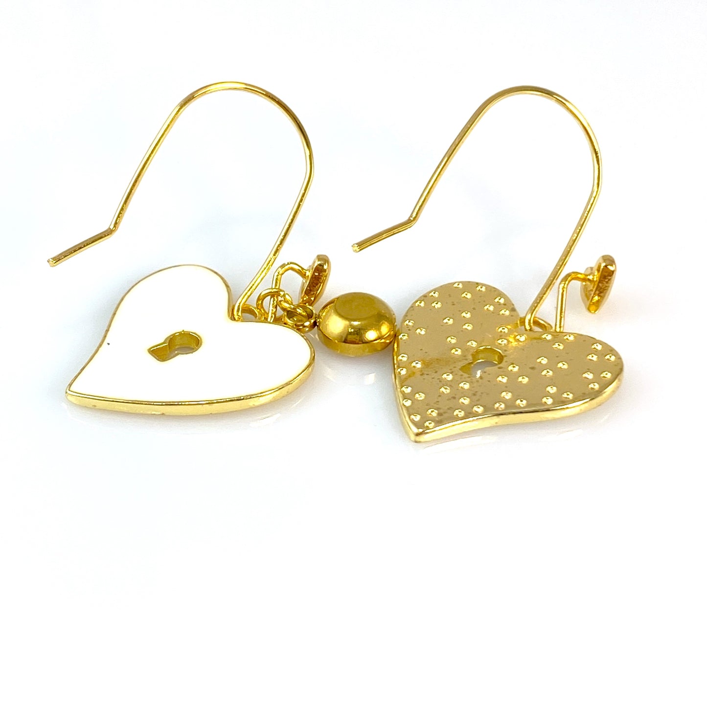 Enamel & Gold Heart Hook Earrings