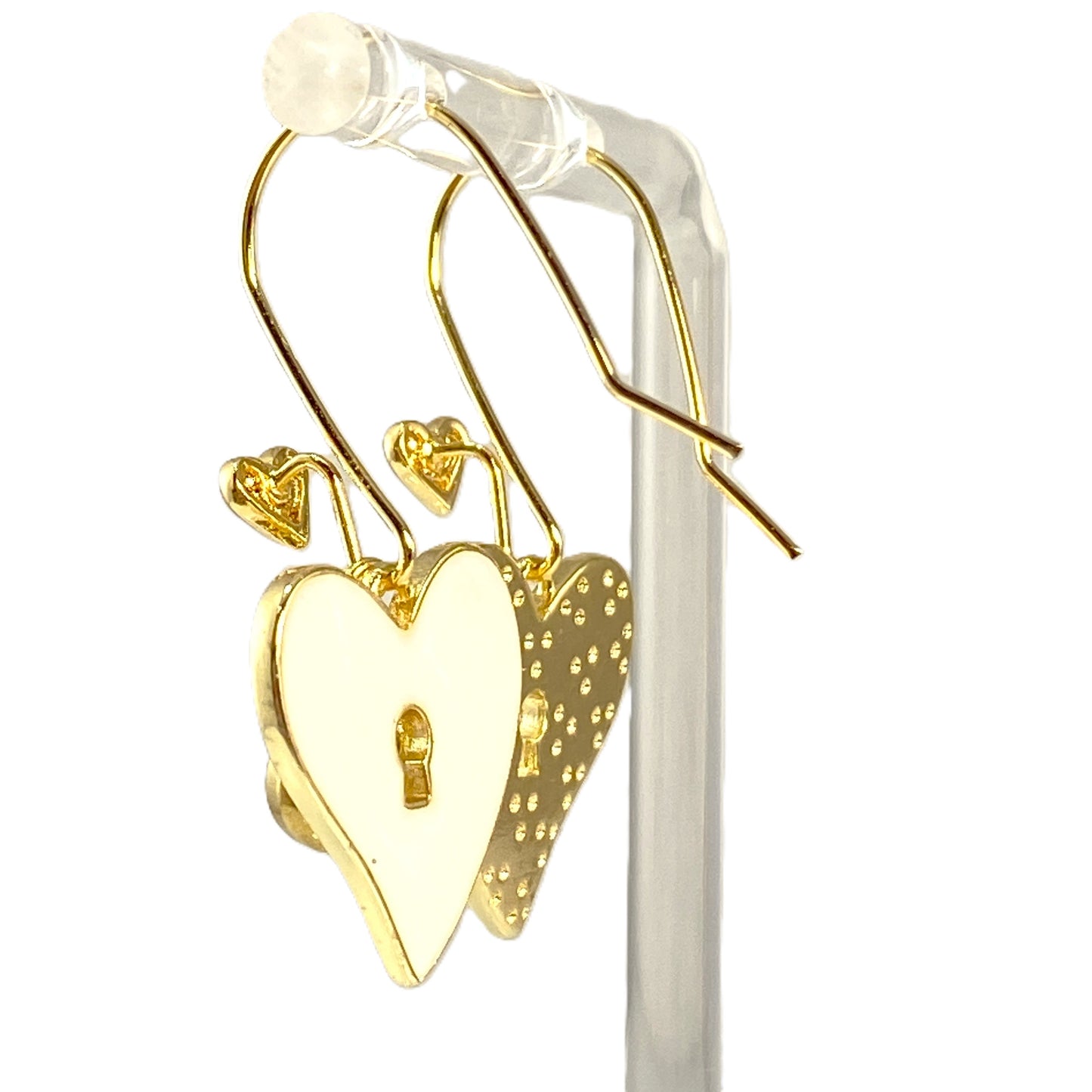 Enamel & Gold Heart Hook Earrings