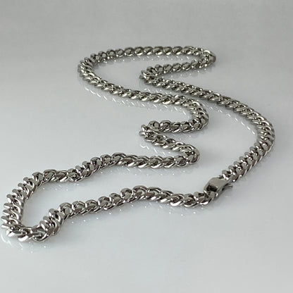 Collier à maillons en argent et acier inoxydable Miami Cuban