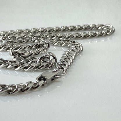 Collier à maillons en argent et acier inoxydable Miami Cuban