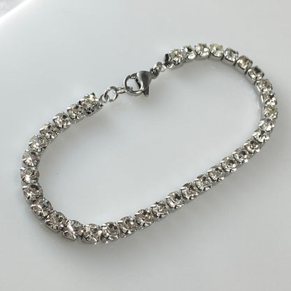 Bracelet en argent et oxyde de zirconium en acier inoxydable