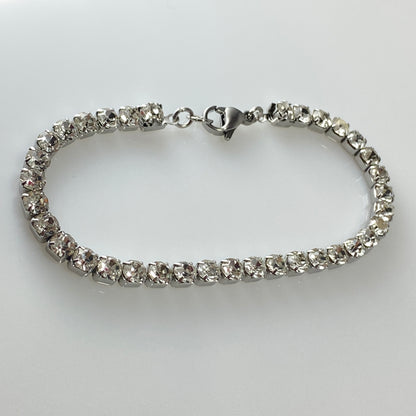 Bracelet en argent et oxyde de zirconium en acier inoxydable