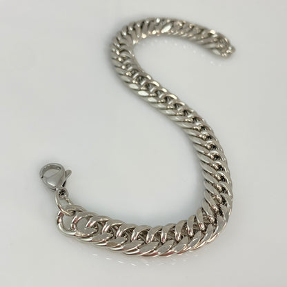 Bracelet à maillons doubles Miami Cuban de 10 mm de large en acier inoxydable 316L