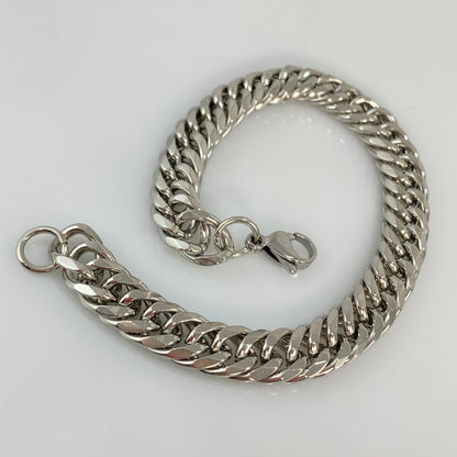 Bracelet à maillons doubles Miami Cuban de 10 mm de large en acier inoxydable 316L