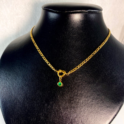 Eternity Knot & Birthstone Figaro Chain Necklace - MADE IN CANADA