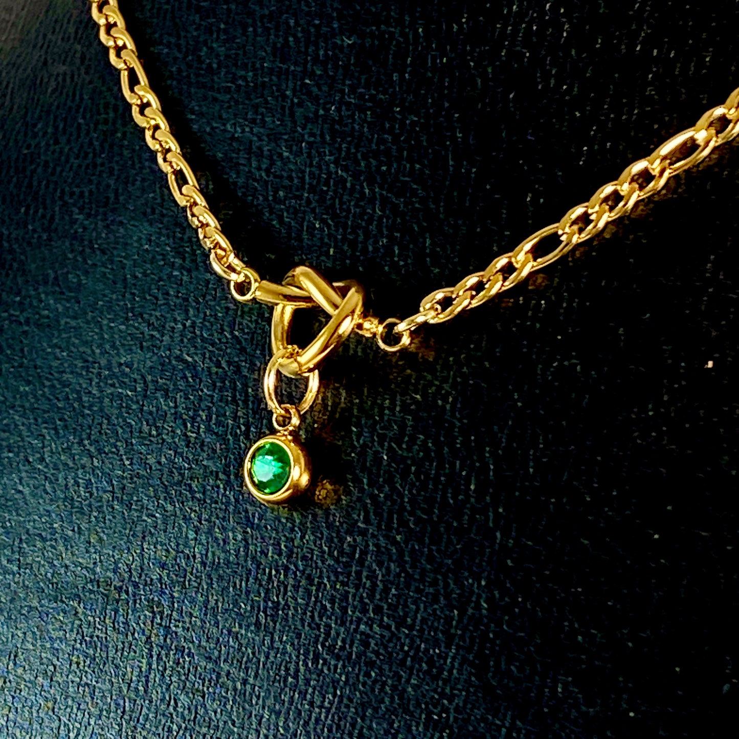 Eternity Knot & Birthstone Figaro Chain Necklace - MADE IN CANADA