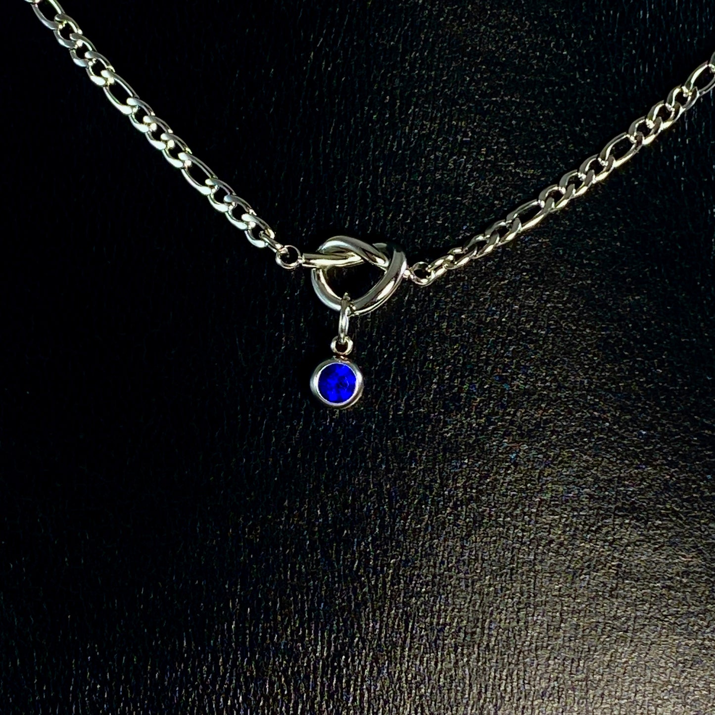 Eternity Knot & Birthstone Figaro Chain Necklace - MADE IN CANADA