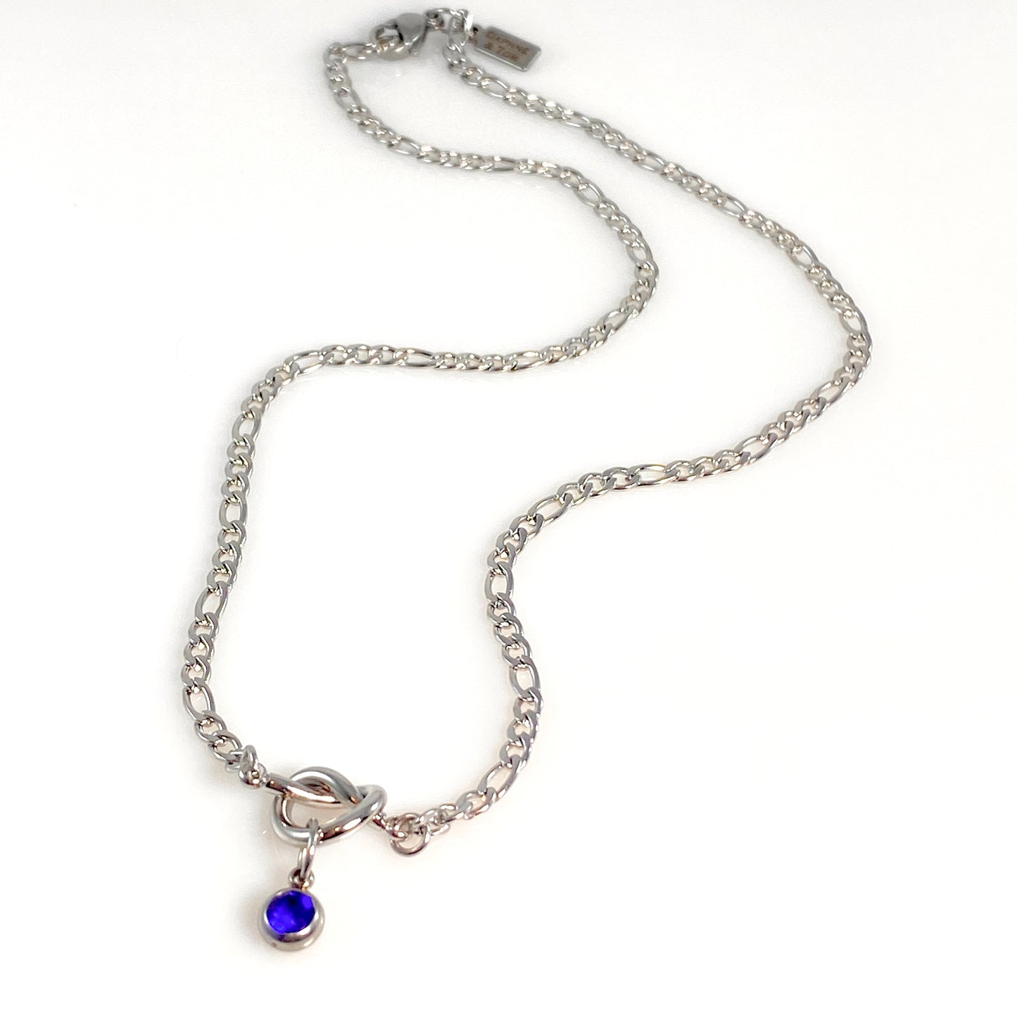 Eternity Knot & Birthstone Figaro Chain Necklace - MADE IN CANADA