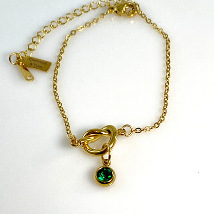 Eternity Knot & Birthstone Cable Chain Bracelet - MADE IN CANADA