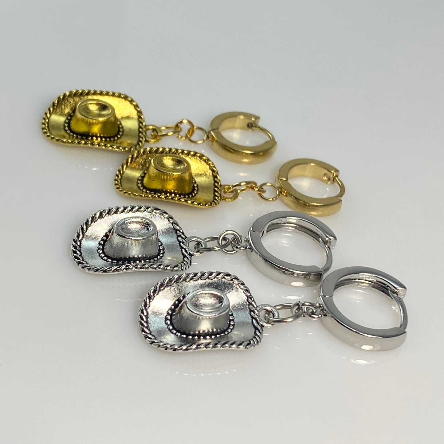 Cowboy Cowgirl Hat Huggie Earrings - MADE IN CANADA