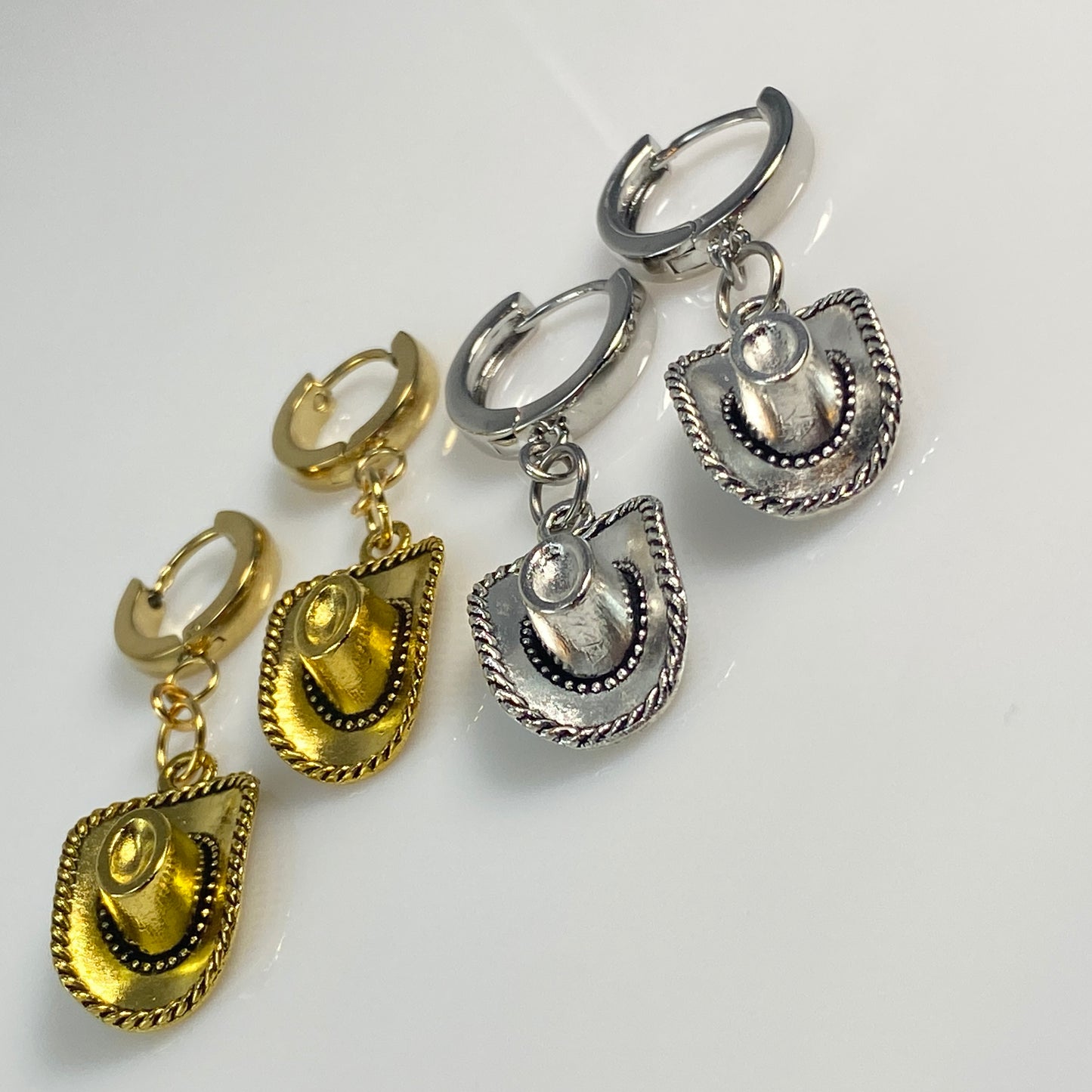 Cowboy Cowgirl Hat Huggie Earrings - MADE IN CANADA