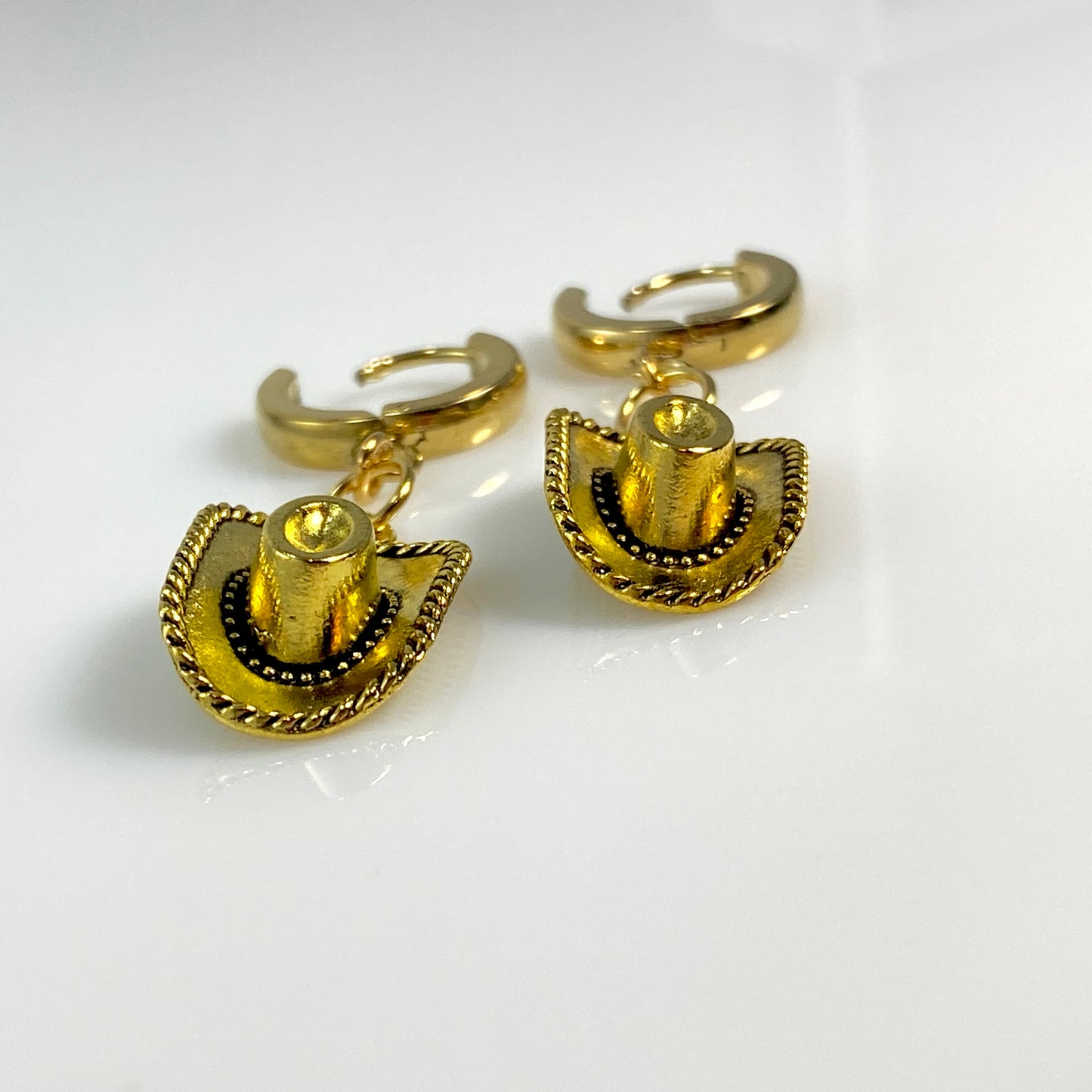 Cowboy Cowgirl Hat Huggie Earrings - MADE IN CANADA