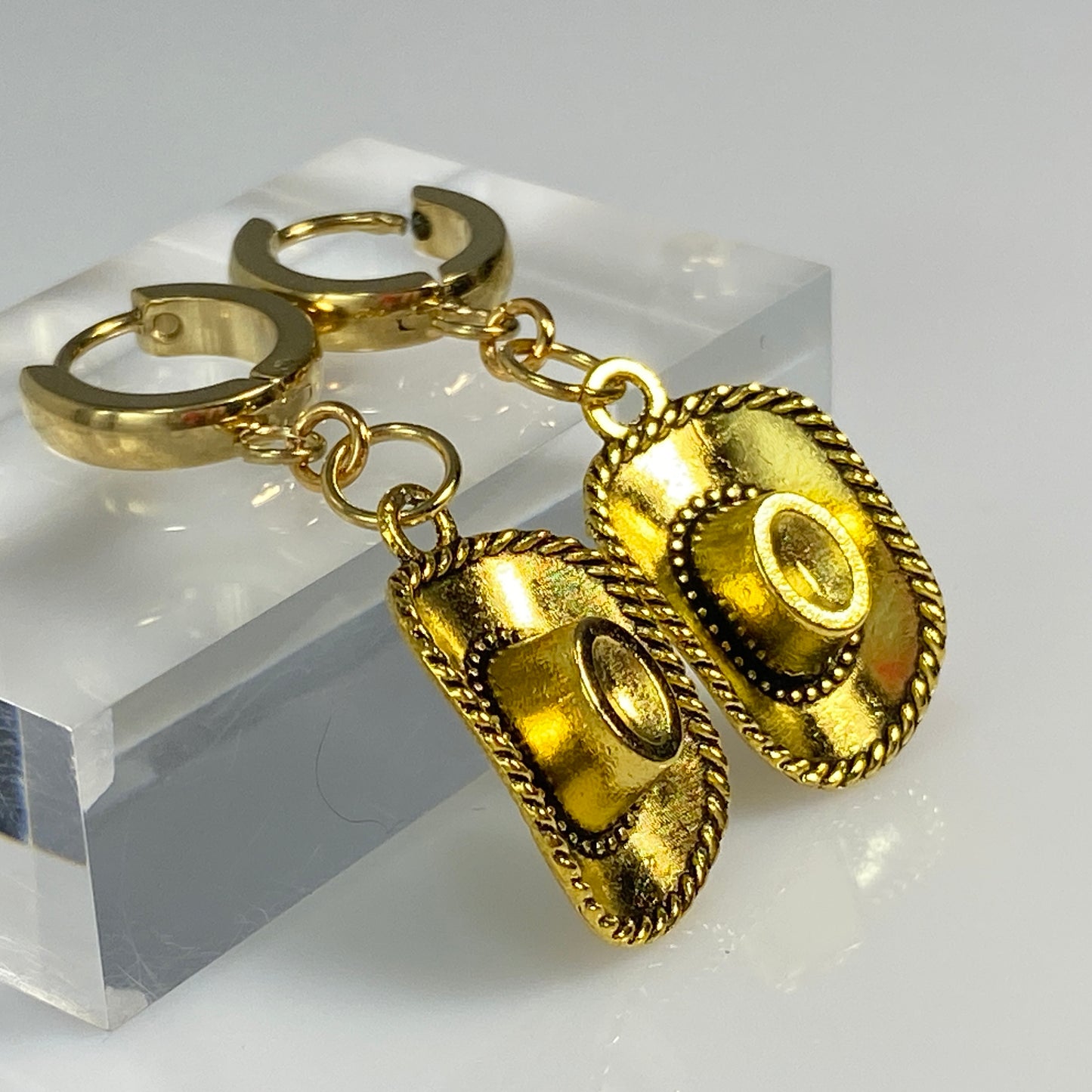 Cowboy Cowgirl Hat Huggie Earrings - MADE IN CANADA