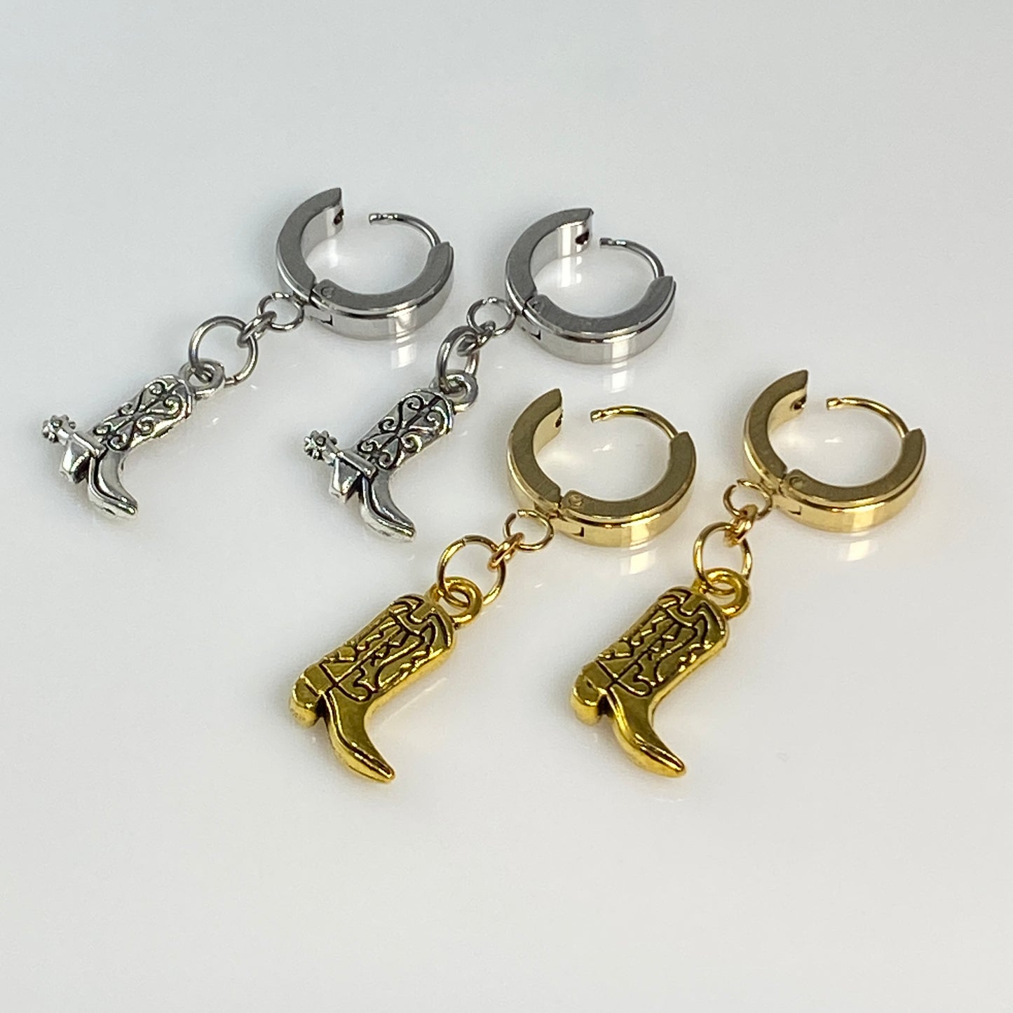 Cowgirl Boots & Birthstone Huggie Hoop Earrings - MADE IN CANADA