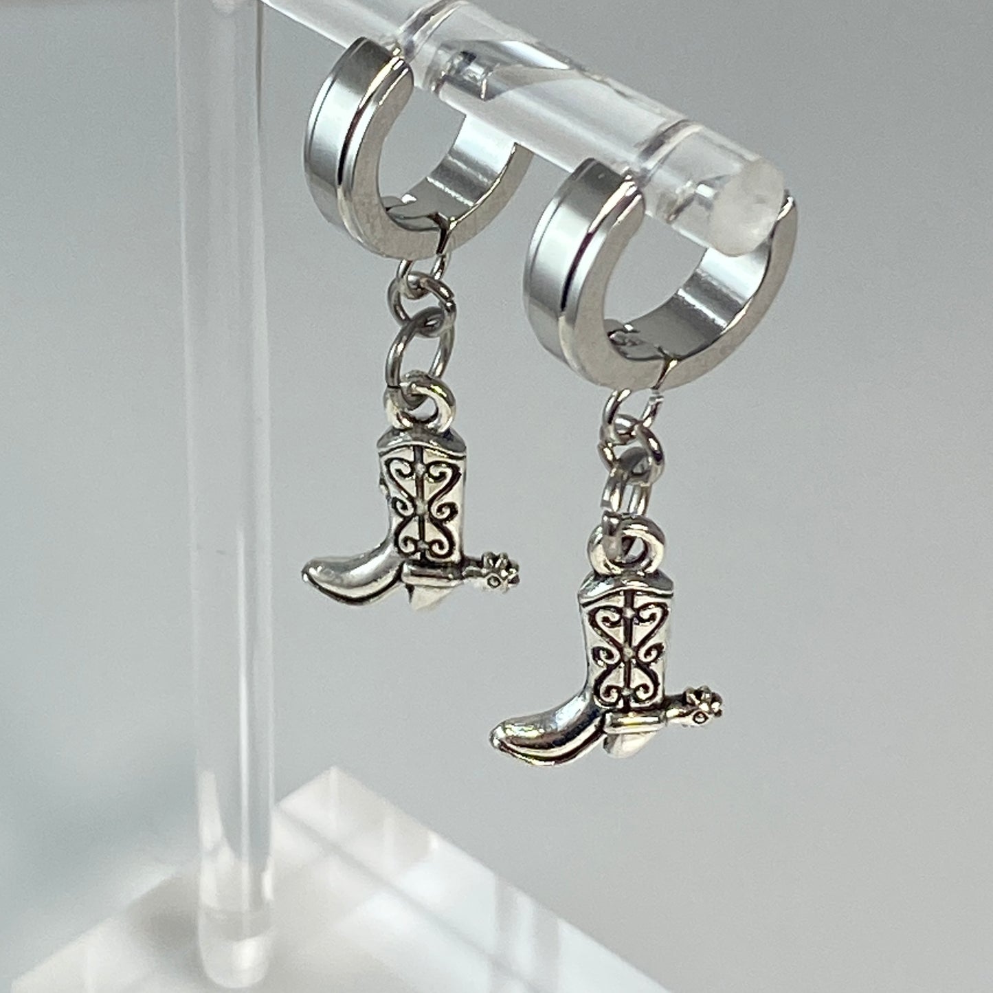 Cowgirl Boots & Birthstone Huggie Hoop Earrings - MADE IN CANADA