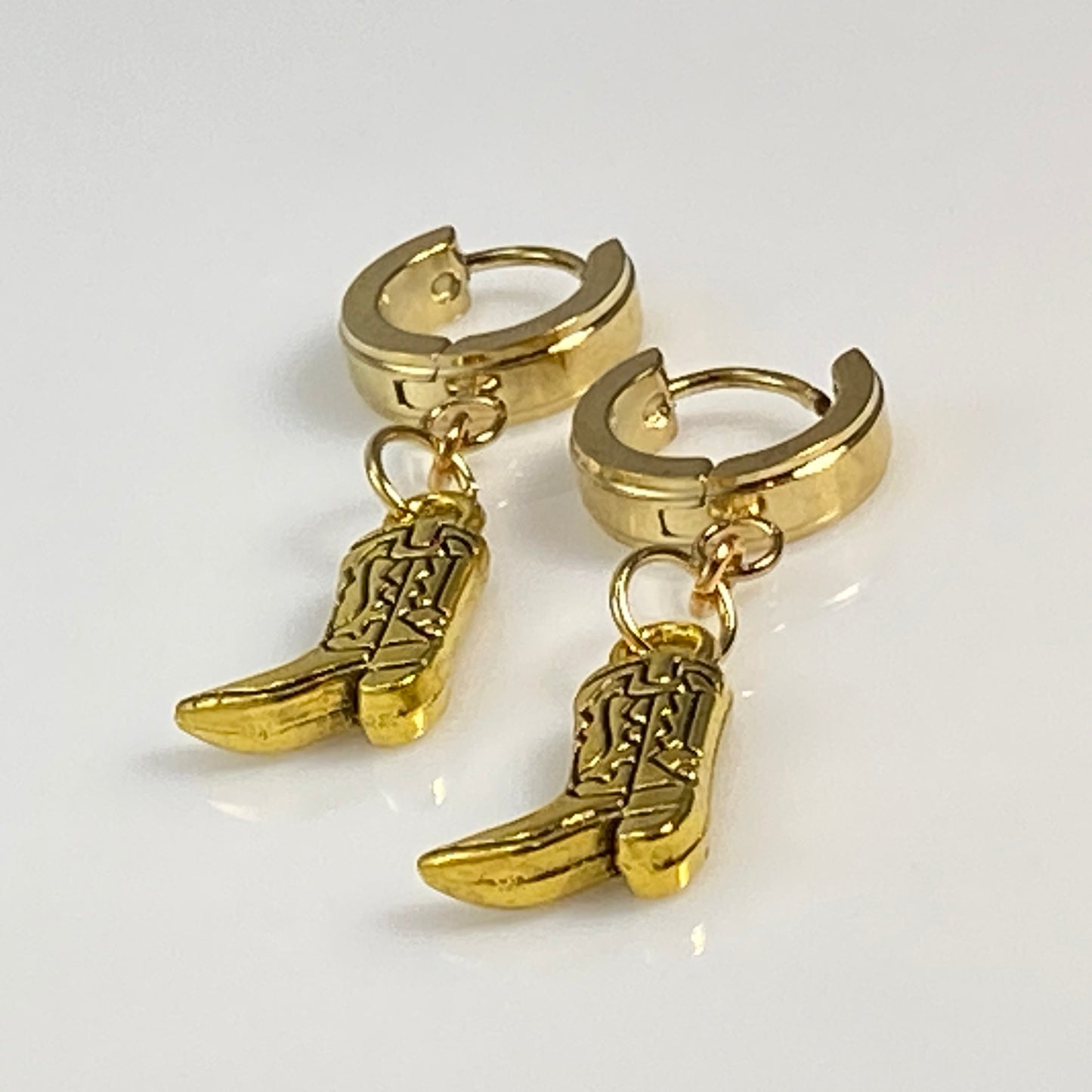 Cowgirl Boots & Birthstone Huggie Hoop Earrings - MADE IN CANADA