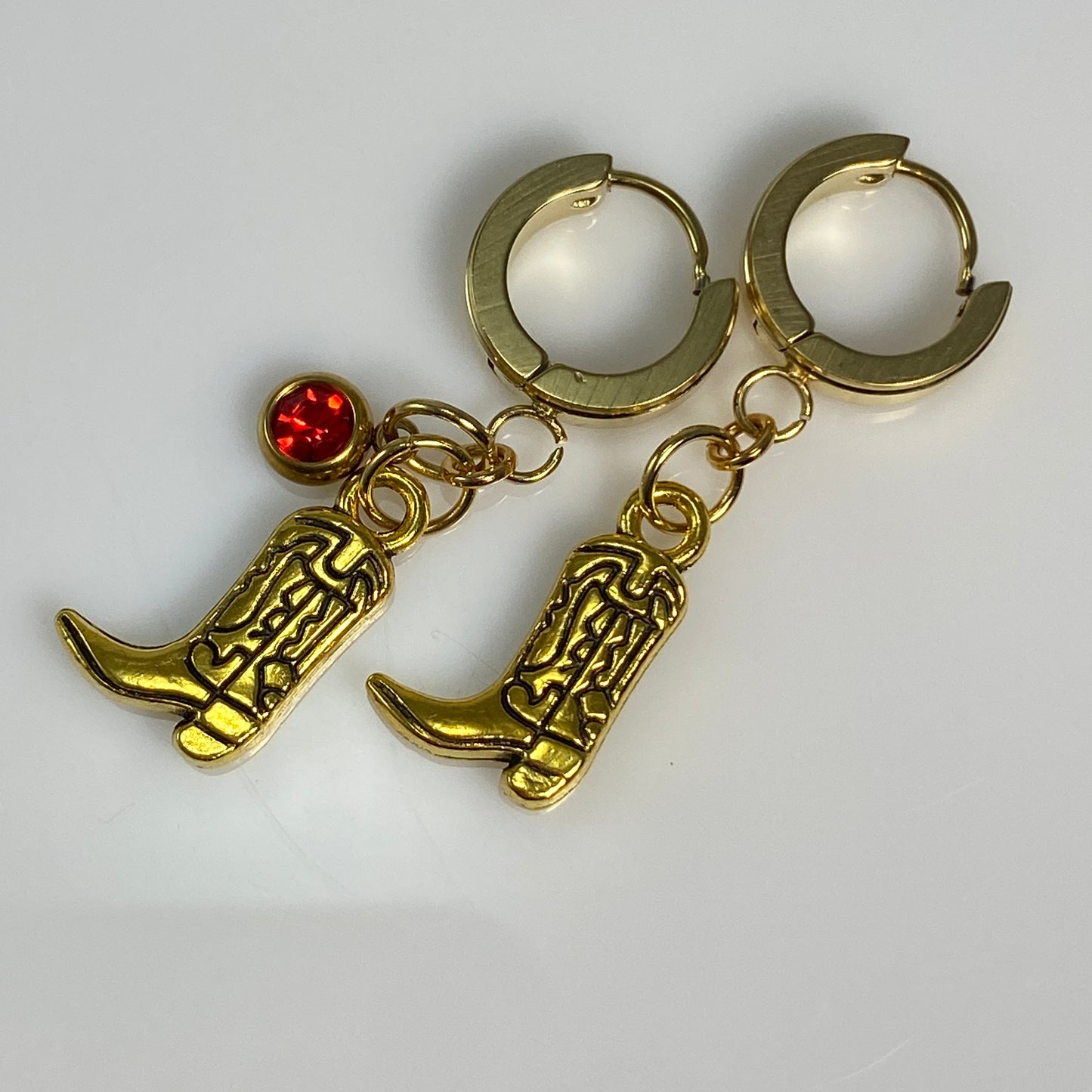 Cowgirl Boots & Birthstone Huggie Hoop Earrings - MADE IN CANADA