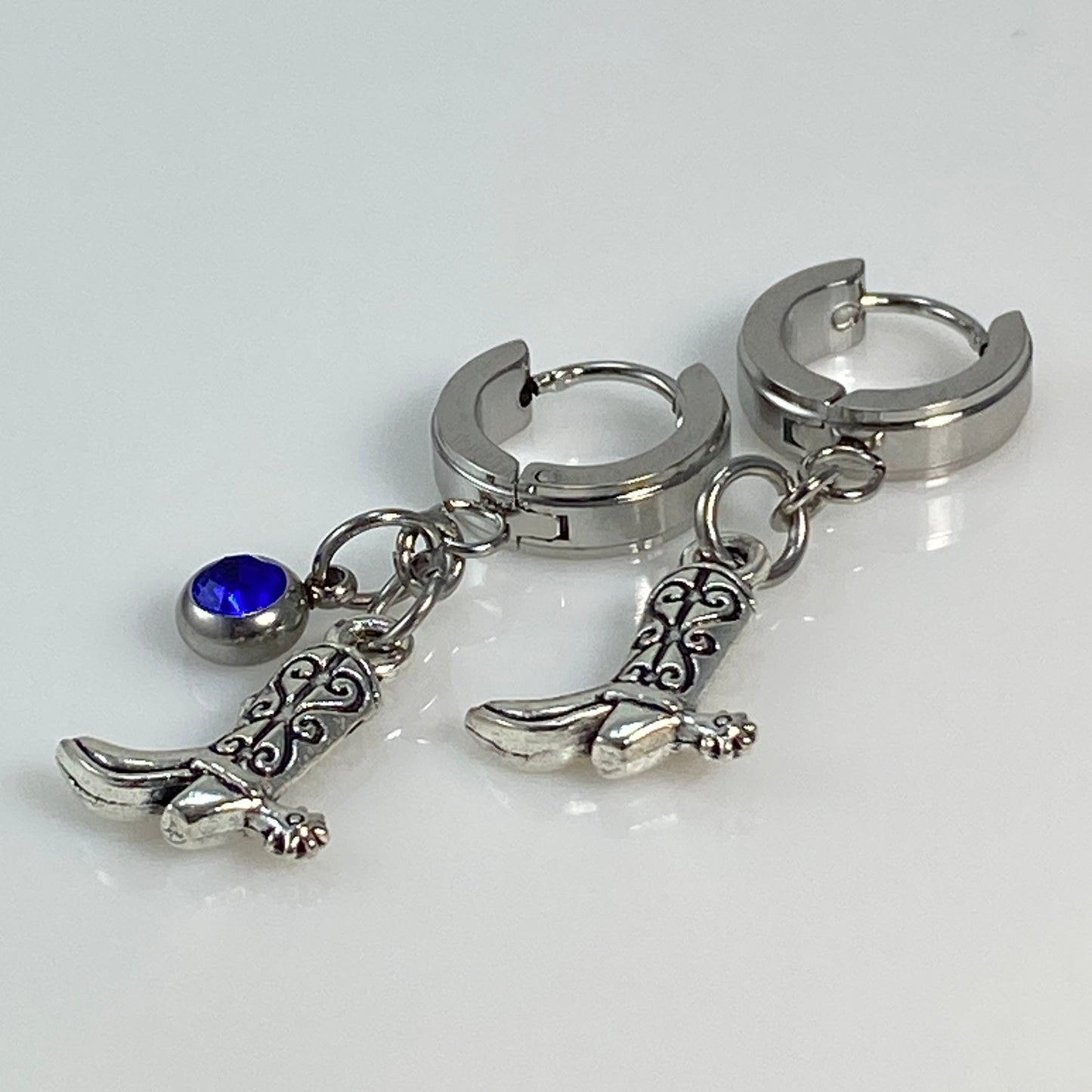 Cowgirl Boots & Birthstone Huggie Hoop Earrings - MADE IN CANADA