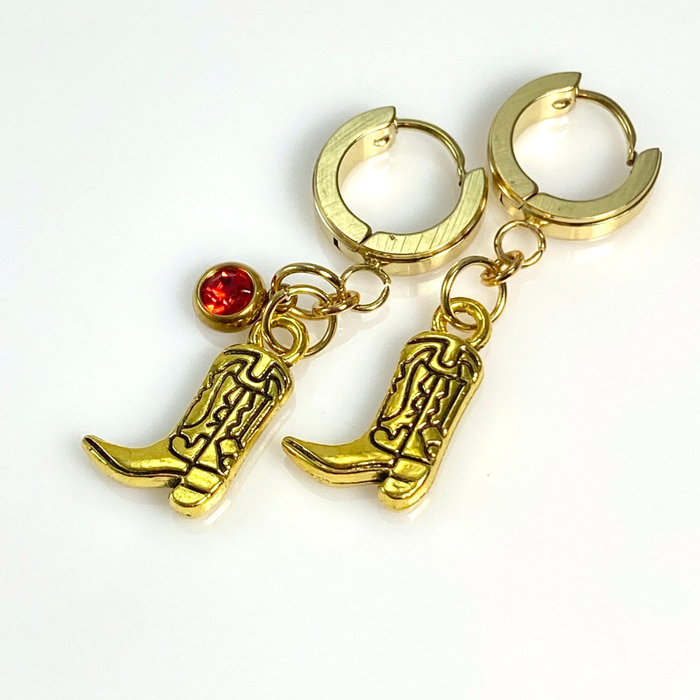 Cowgirl Boots & Birthstone Huggie Hoop Earrings - MADE IN CANADA