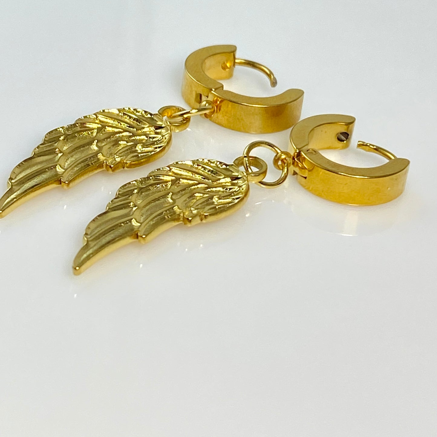 Wing & Birthstone Huggie Hoop Earrings - MADE IN CANADA