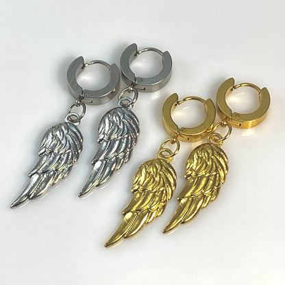 Wing & Birthstone Huggie Hoop Earrings - MADE IN CANADA