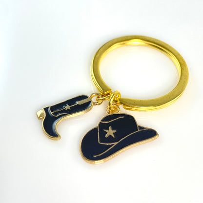 Cowgirl Boots, Hat & Birthstone Keychain - MADE IN CANADA