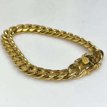 Bracelet à maillons cubains Miami de 10 mm de large en acier inoxydable 316L