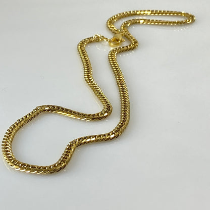 Collier Miami à double chaîne gourmette en acier inoxydable plaqué or 18 carats