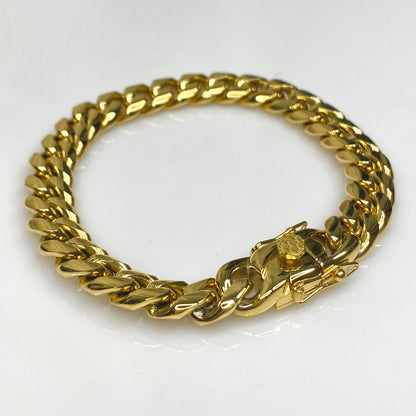 Bracelet à maillons cubains Miami de 10 mm de large en acier inoxydable 316L