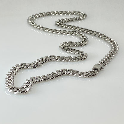 Collier à maillons en argent et acier inoxydable Miami Cuban