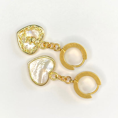 Mother of Pearl Heart Huggie Hoop Earrings