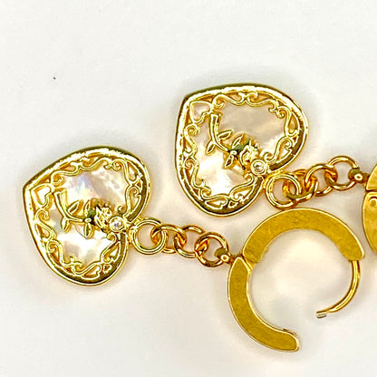 Mother of Pearl Heart Huggie Hoop Earrings