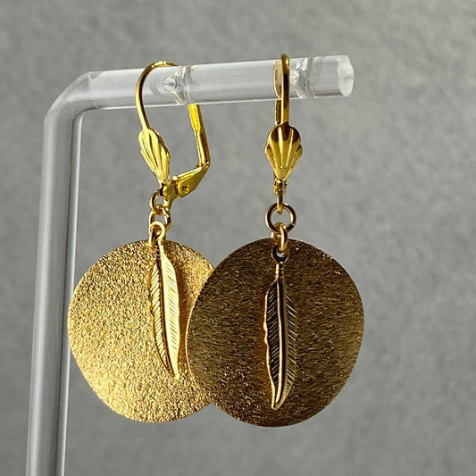 Feathers & Disks Hook Earrings