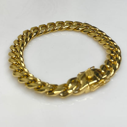 Bracelet à maillons cubains Miami de 10 mm de large en acier inoxydable 316L