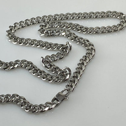 Collier à maillons en argent et acier inoxydable Miami Cuban