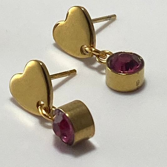 CZ Birthstone Heart Stud Earrings