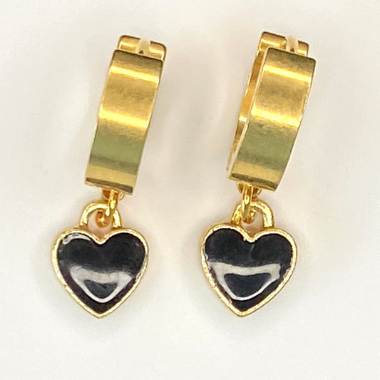 Enamel Hearts Huggie Hoop Earrings